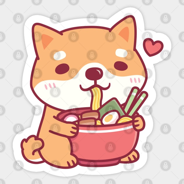 Cute Shiba Inu Dog Loves Eating Japanese Ramen Noodles Sticker by rustydoodle